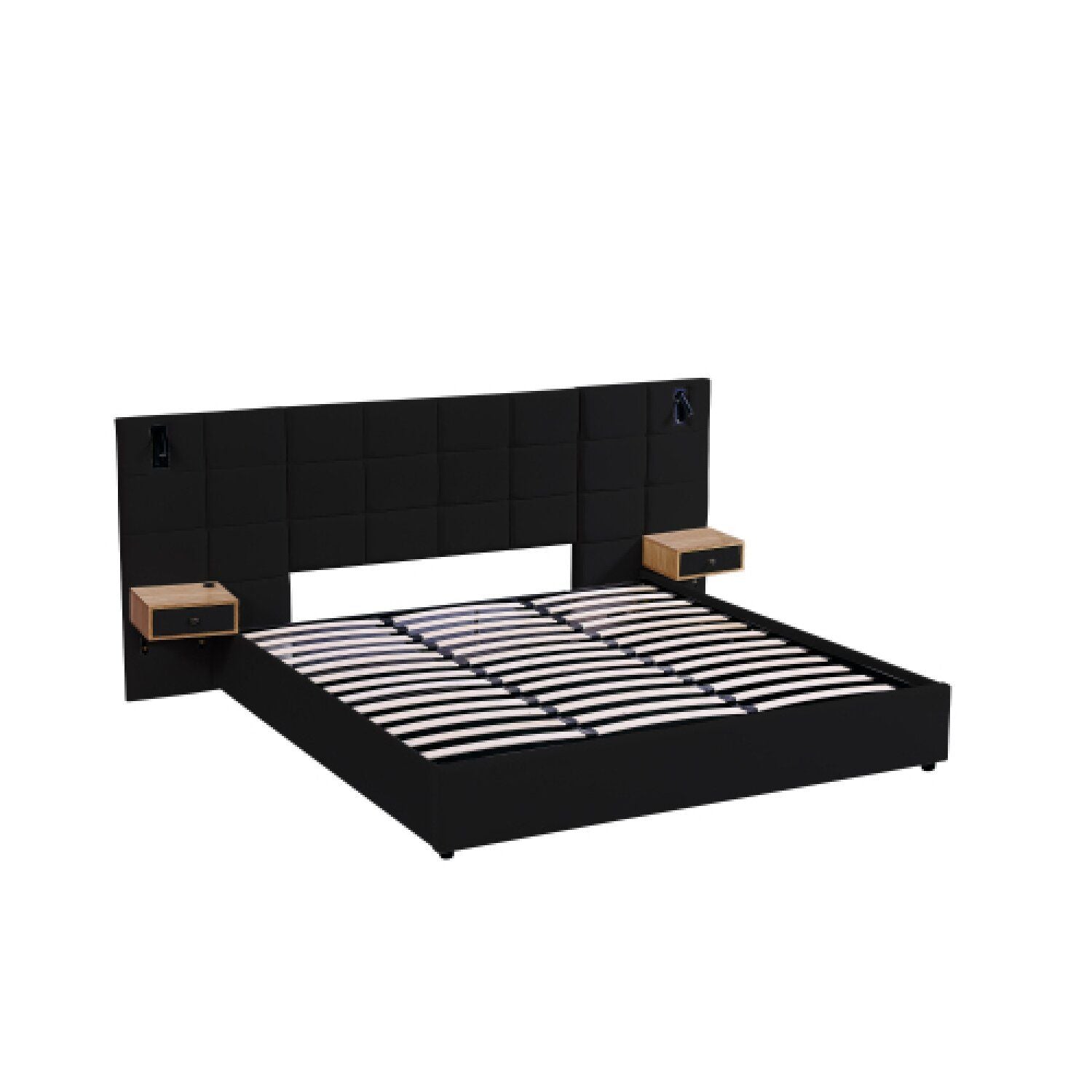Upholstered Hydraulic Platform Bed With Storage Shelves, Reading Lamps, USB Port - The Sleep Loft - Online Mattress Showroom NYC