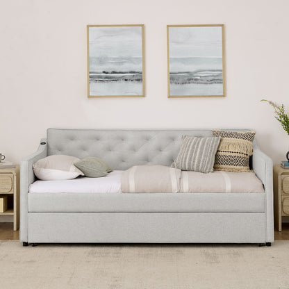 Daybed With Pop Up Trundle And USB Charging Armrest - The Sleep Loft - Online Mattress Showroom NYC