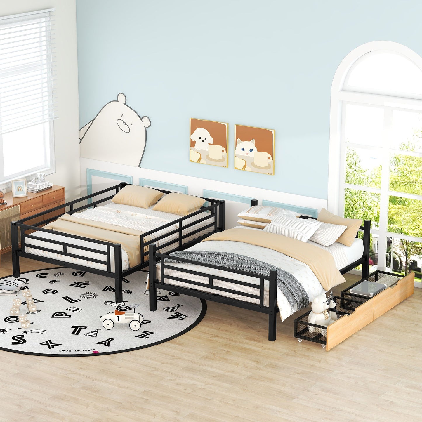Full Size Convertible Bunk Bed With 2 Drawers Durable - Black - The Sleep Loft - Online Mattress Showroom NYC