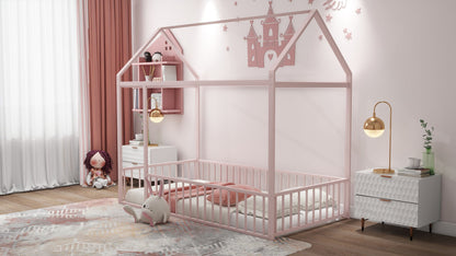 Metal Bed House Bed Frame With Fence - The Sleep Loft - Online Mattress Showroom NYC