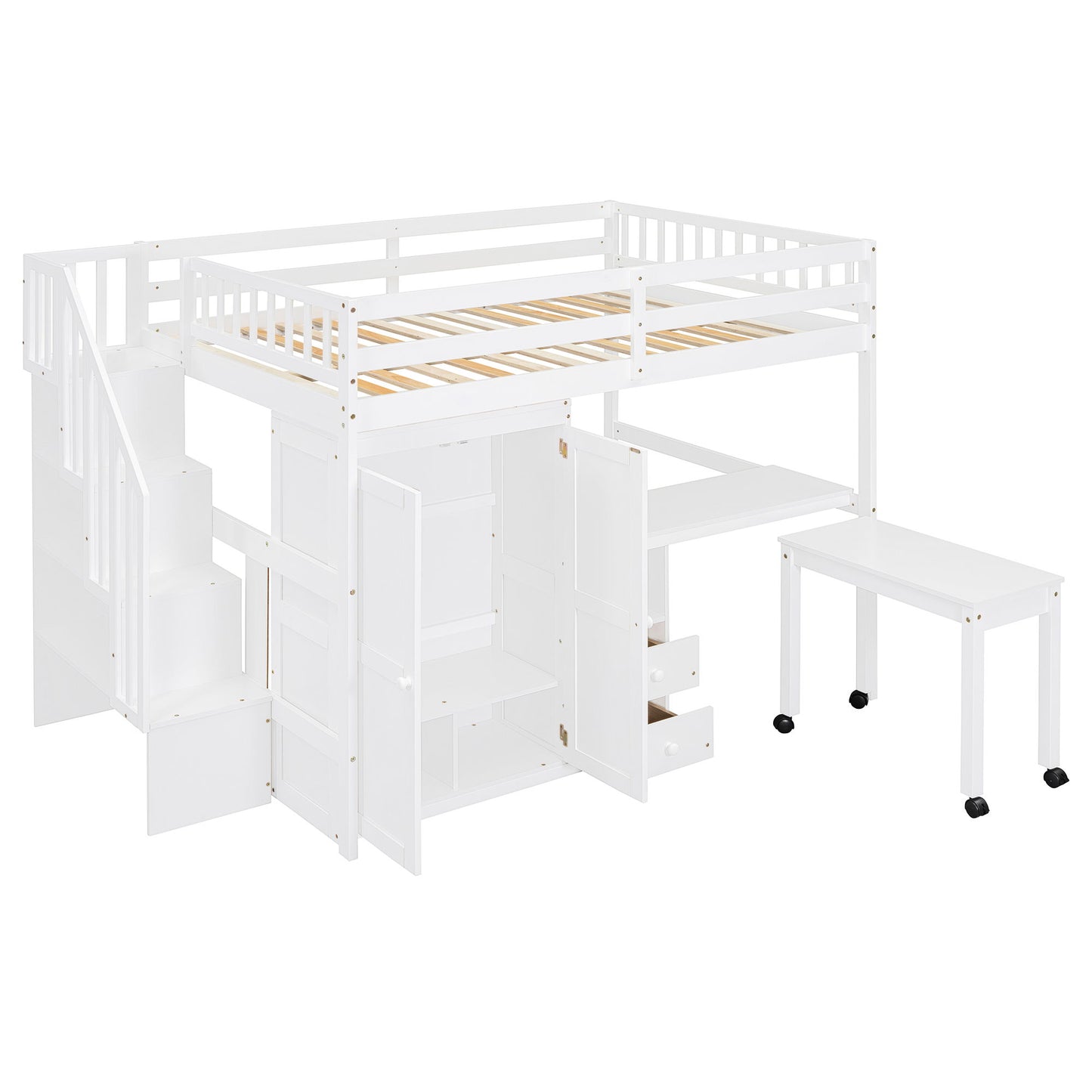 Loft Bed With Stairs, Bookshelf, Drawers, Desk & Wardrobe, Space Saving Multifunctional Furniture - The Sleep Loft - Online Mattress Showroom NYC