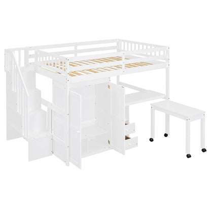 Loft Bed With Stairs, Bookshelf, Drawers, Desk & Wardrobe, Space Saving Multifunctional Furniture - The Sleep Loft - Online Mattress Showroom NYC
