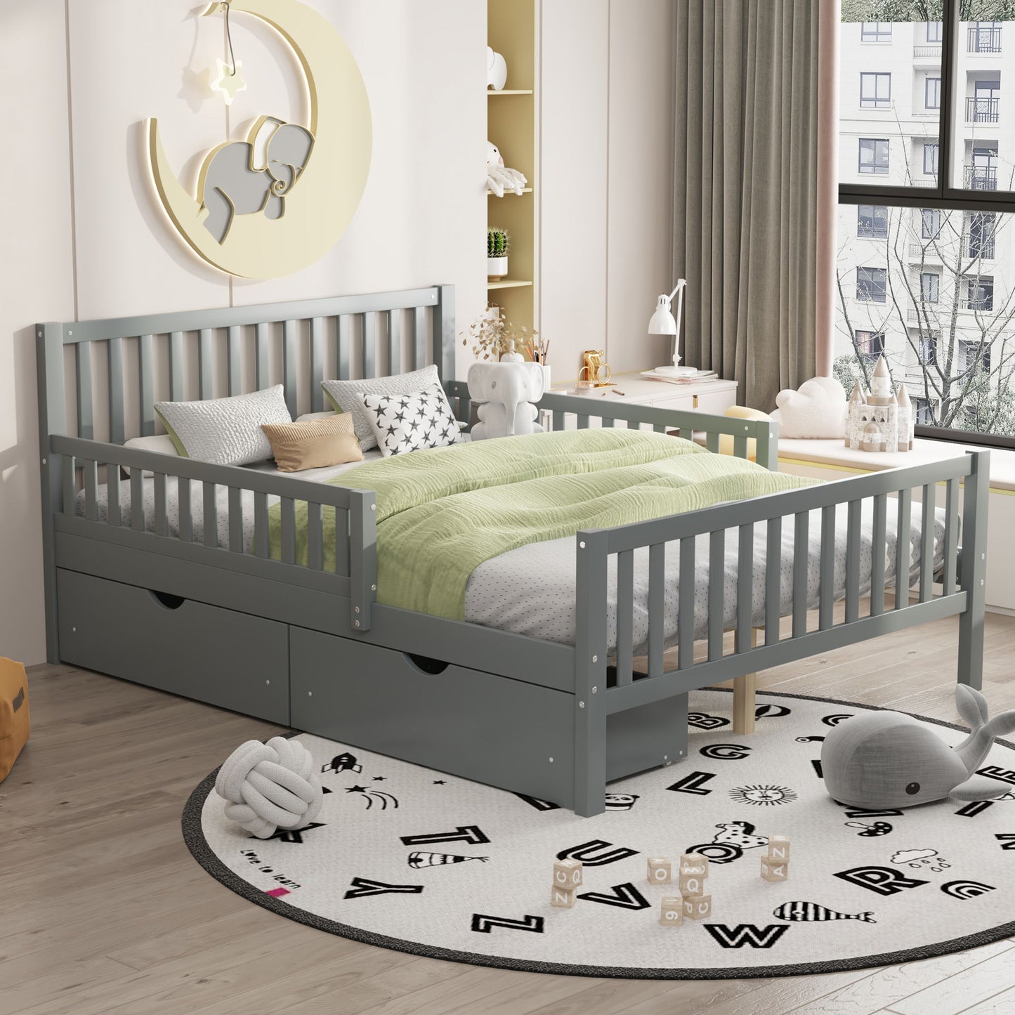 Platform Bed With Guardrails On Both Sides And 2 Storage Drawers - The Sleep Loft - Online Mattress Showroom NYC