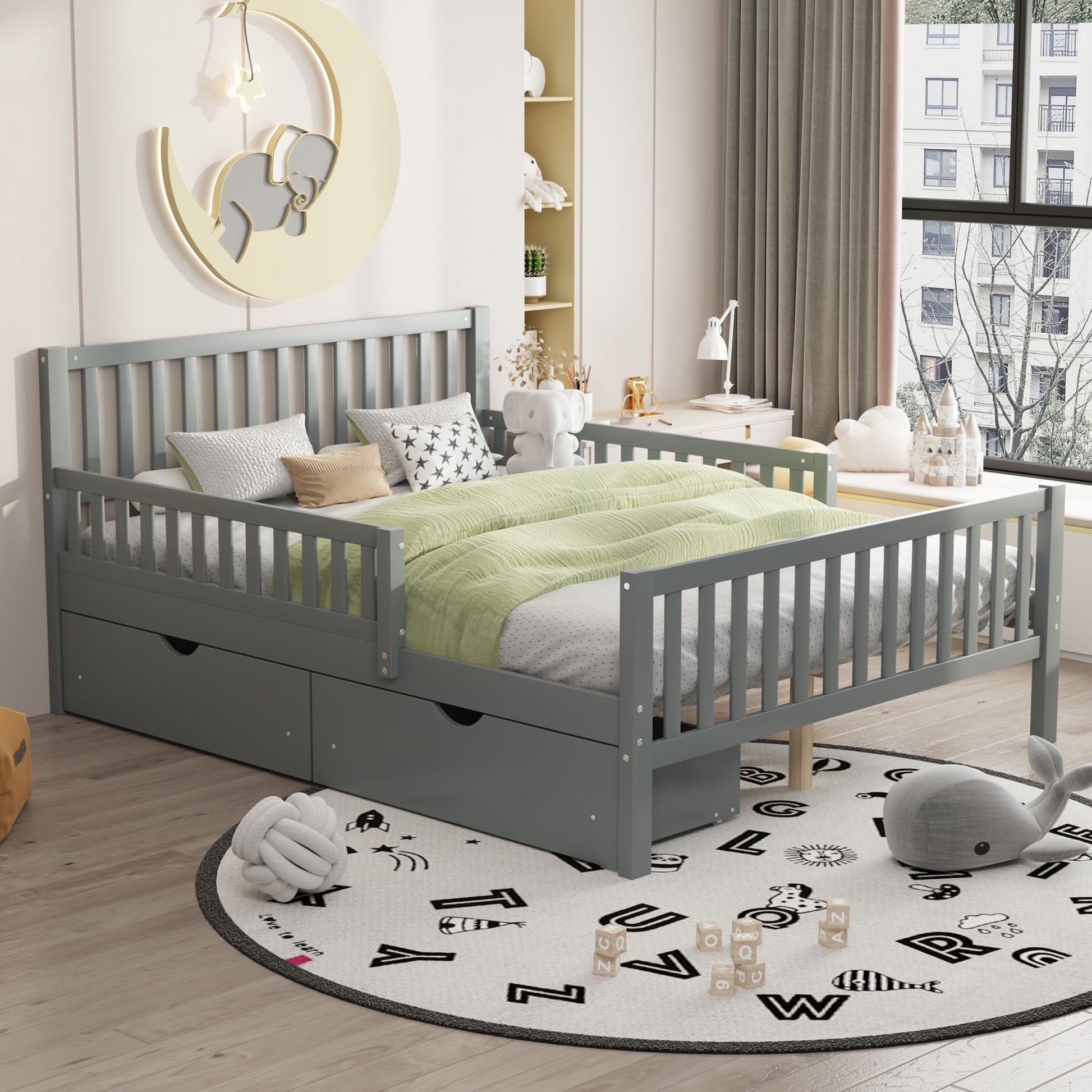 Platform Bed With Guardrails On Both Sides And 2 Storage Drawers - The Sleep Loft - Online Mattress Showroom NYC