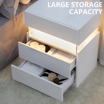 LED Nightstands, 3 Drawer For Bedroom - The Sleep Loft - Online Mattress Showroom NYC