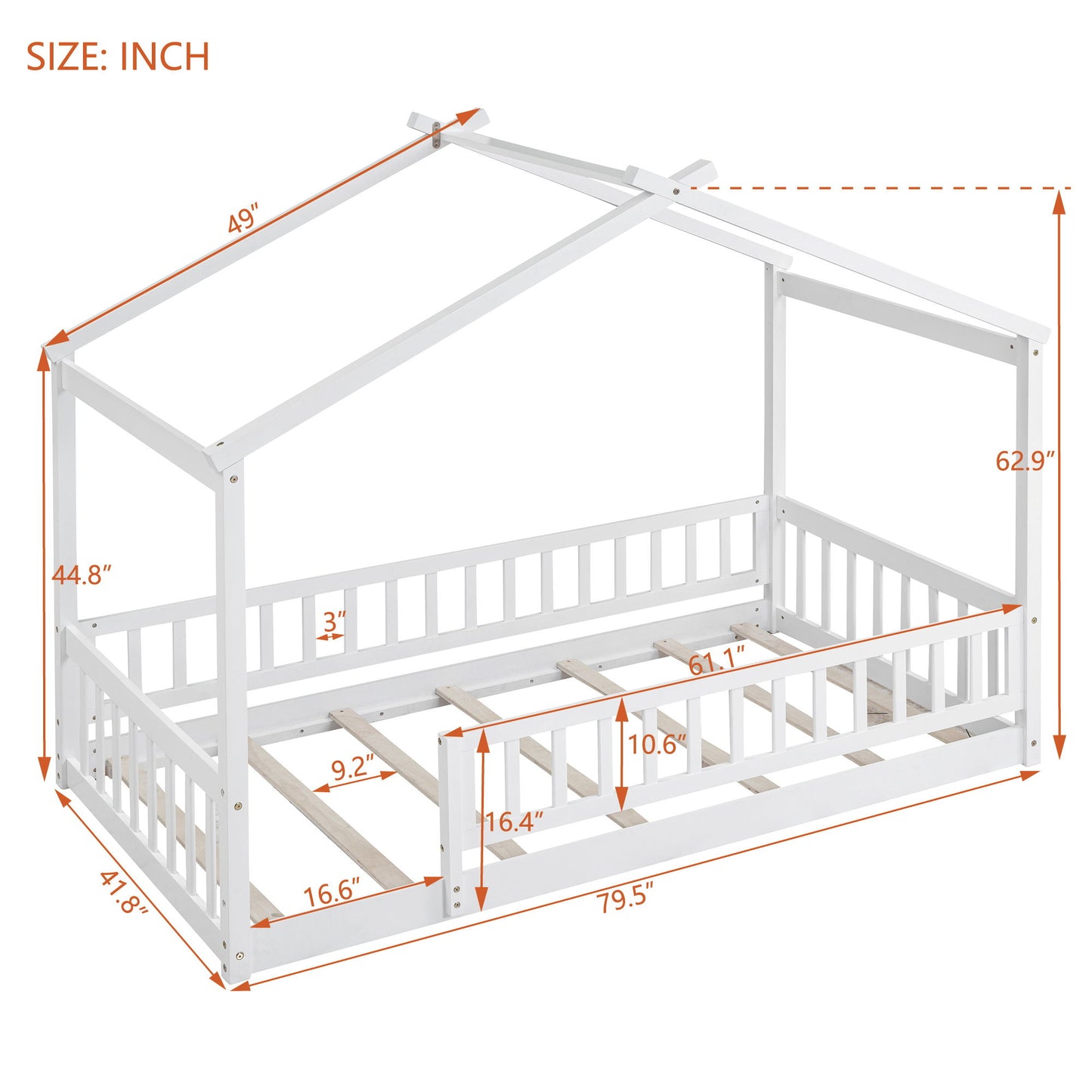 Bed House Bed Frame With Fence - The Sleep Loft - Online Mattress Showroom NYC