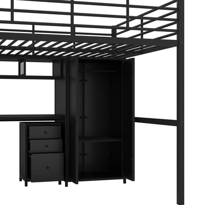 Full Size Loft Bed With Desk Set And Wardrobe - Black - The Sleep Loft - Online Mattress Showroom NYC