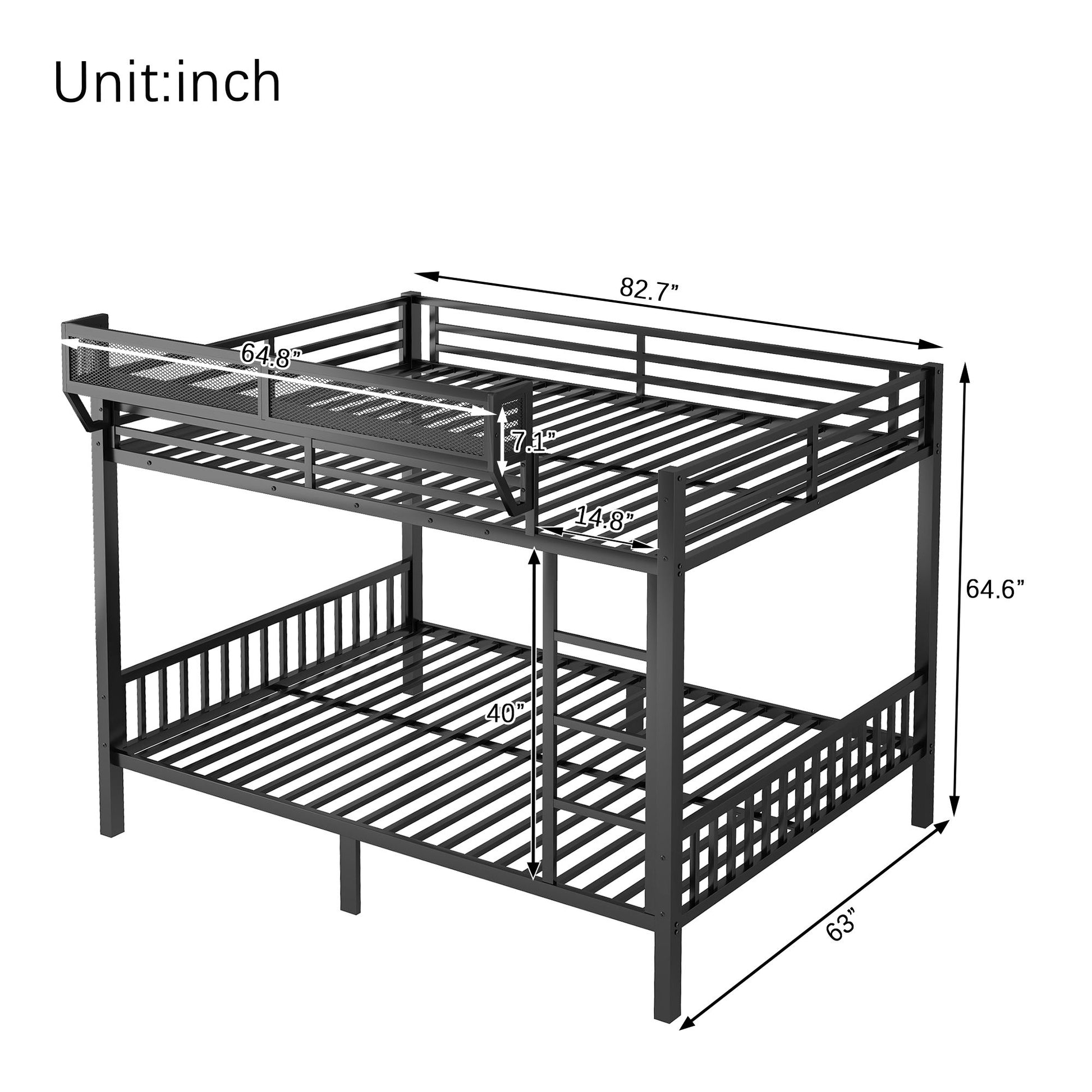 Queen Over Queen Bunk Bed With Ladder And Storage Shelf - Black - The Sleep Loft - Online Mattress Showroom NYC
