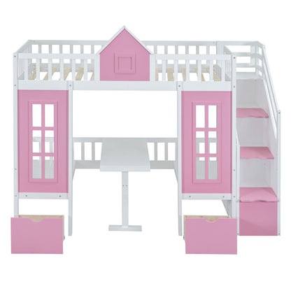 Twin Over Twin Bunk Bed With Changeable Table, Bunk Bed Turn Into Upper Bed And Down Desk - The Sleep Loft - Online Mattress Showroom NYC