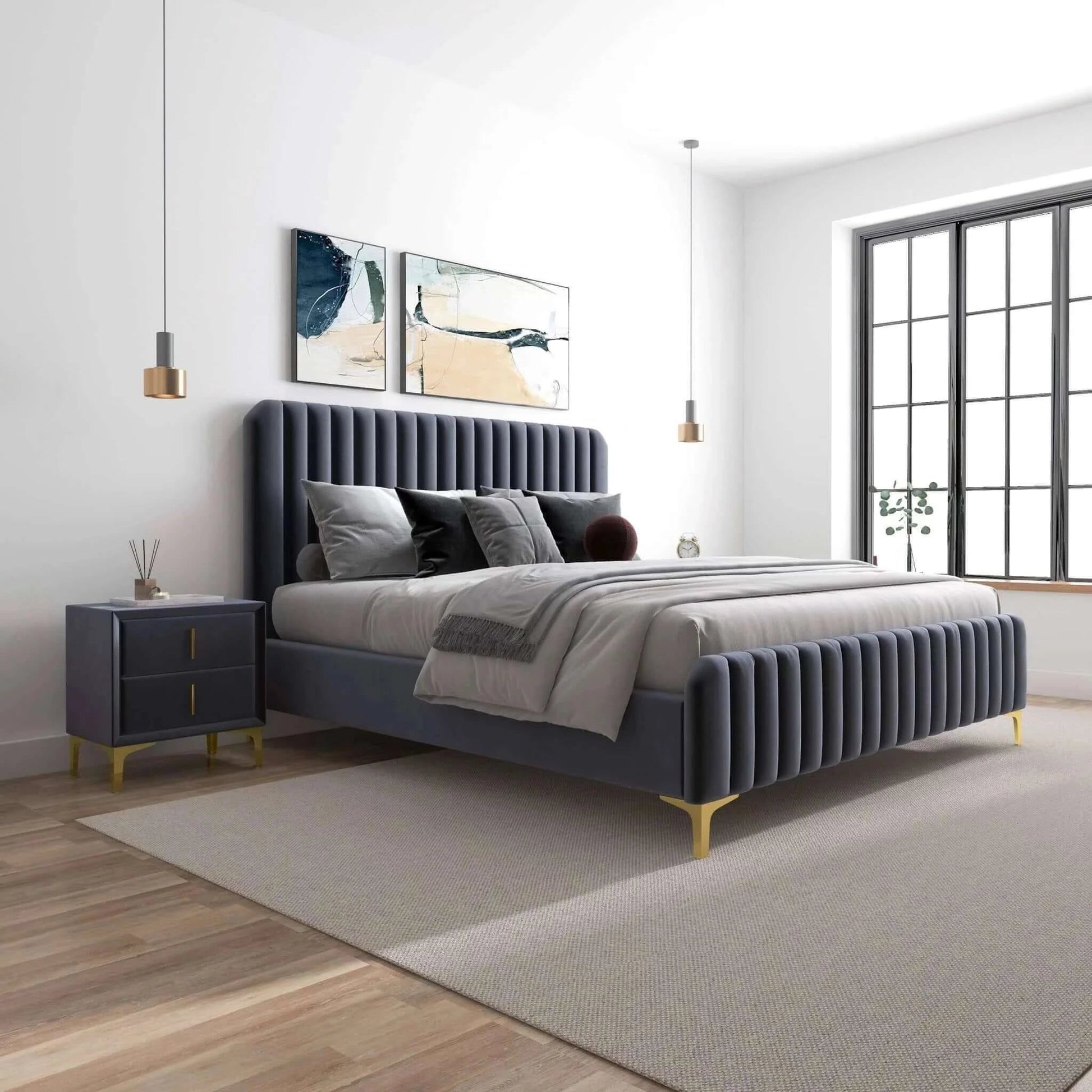 Bethany - Queen Upholstered Platform Bed - Gray - The Sleep Loft - Online Mattress Showroom NYC