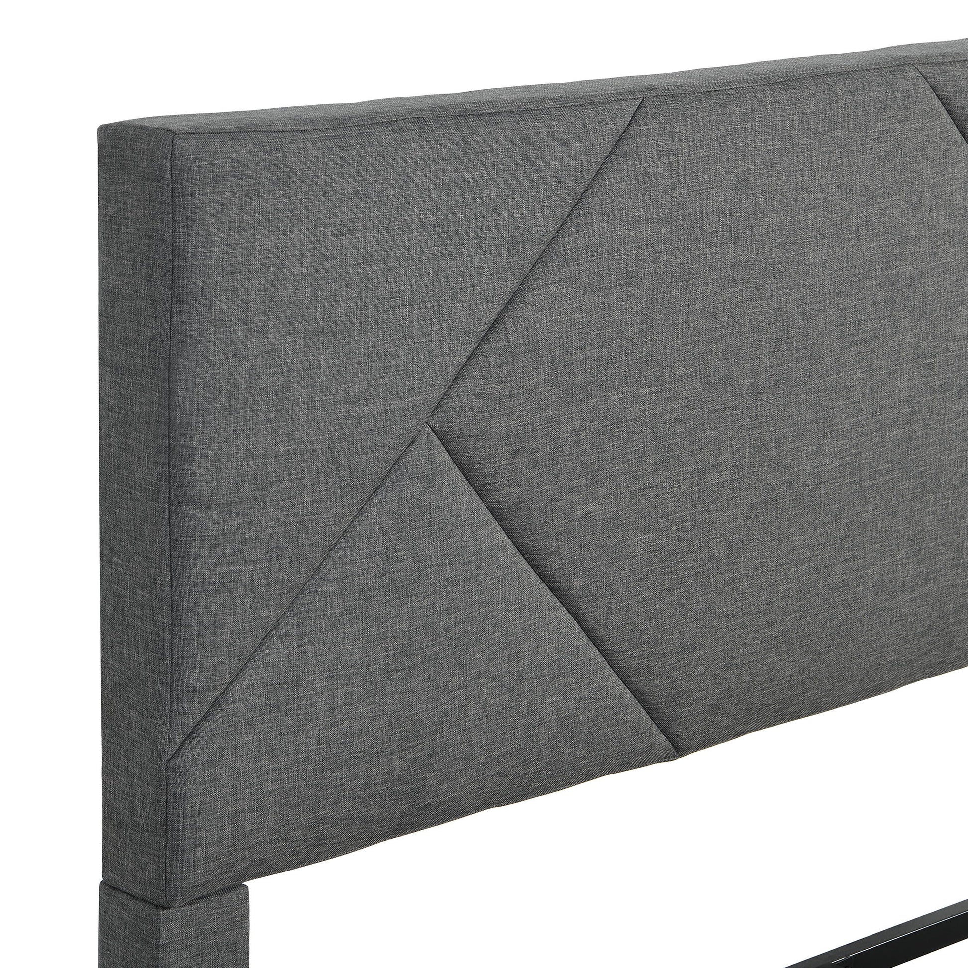 Full Size Upholstered Platform Bed Frame With Headboard, Strong Wood Slat Support, Mattress Foundation, No Box Spring Needed - Gray - The Sleep Loft - Online Mattress Showroom NYC