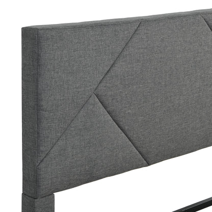 Full Size Upholstered Platform Bed Frame With Headboard, Strong Wood Slat Support, Mattress Foundation, No Box Spring Needed - Gray - The Sleep Loft - Online Mattress Showroom NYC