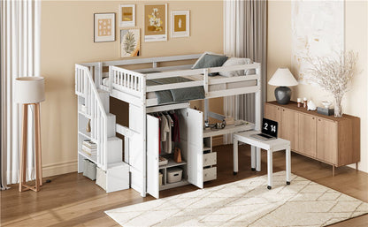 Loft Bed With Stairs, Bookshelf, Drawers, Desk & Wardrobe, Space Saving Multifunctional Furniture - The Sleep Loft - Online Mattress Showroom NYC