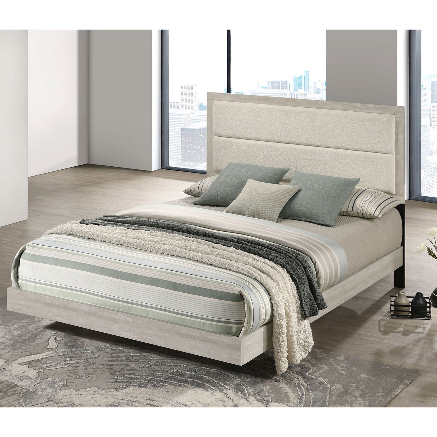 Strout - Queen Panel Bed With Upholstered Headboard - Rustic - The Sleep Loft - Online Mattress Showroom NYC
