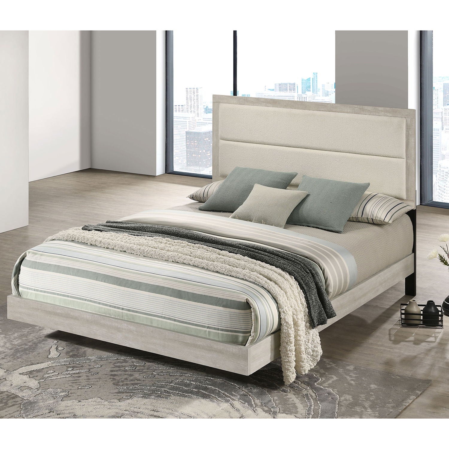 Strout - Queen Panel Bed With Upholstered Headboard - Rustic - The Sleep Loft - Online Mattress Showroom NYC