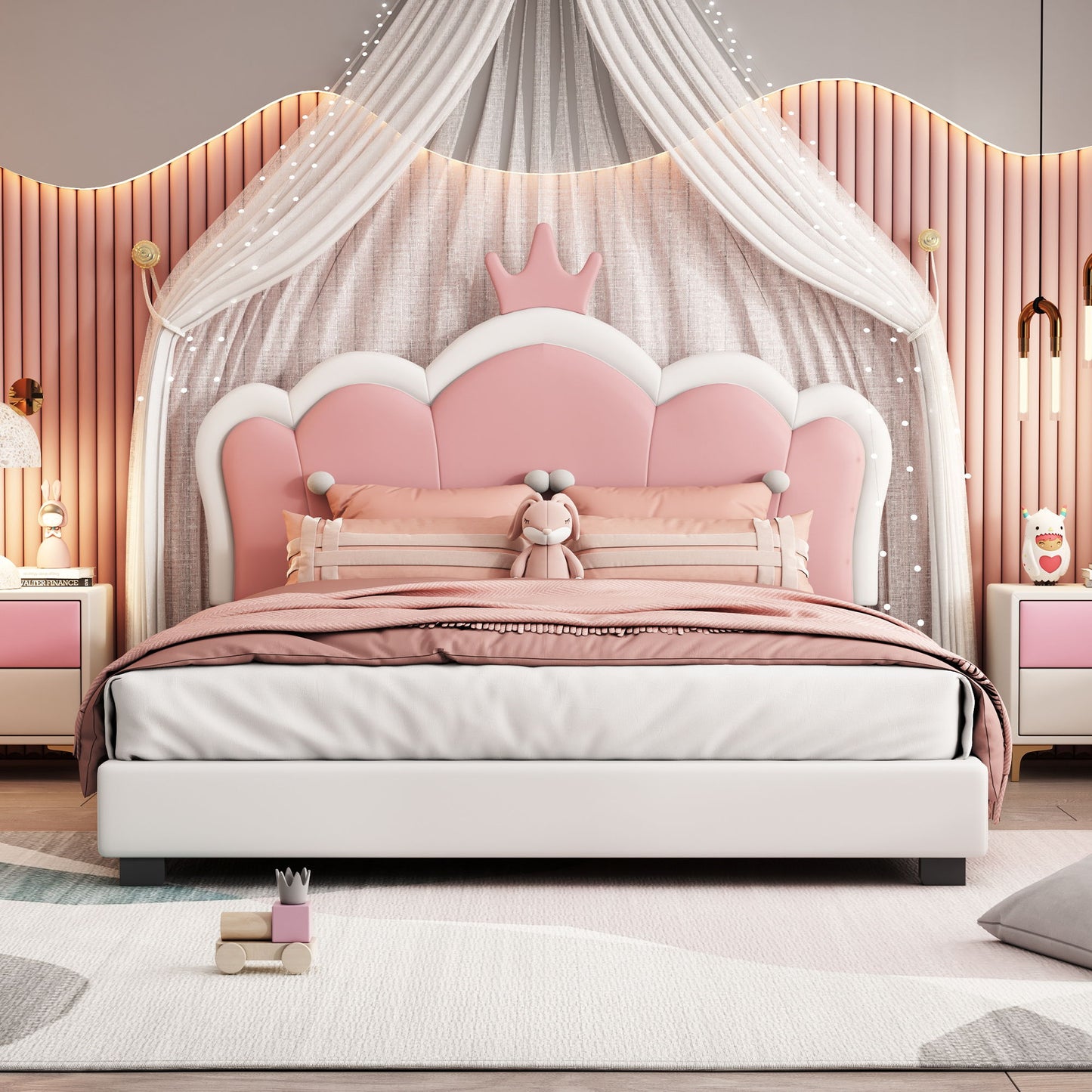 Upholstered Princess Platform Bed With Crown Headboard - The Sleep Loft - Online Mattress Showroom NYC