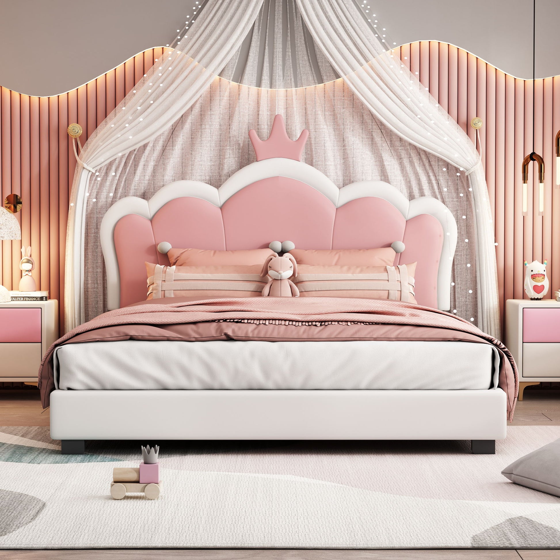 Upholstered Princess Platform Bed With Crown Headboard - The Sleep Loft - Online Mattress Showroom NYC