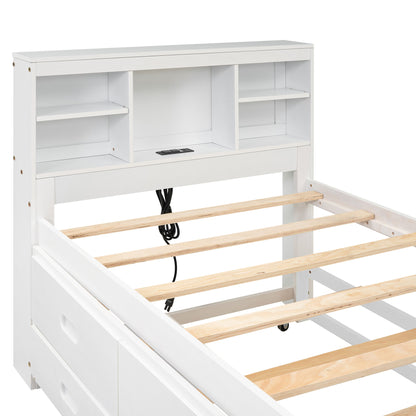 Platform Bed With Storage Headboard, USB, Trundle And 3 Drawers - The Sleep Loft - Online Mattress Showroom NYC