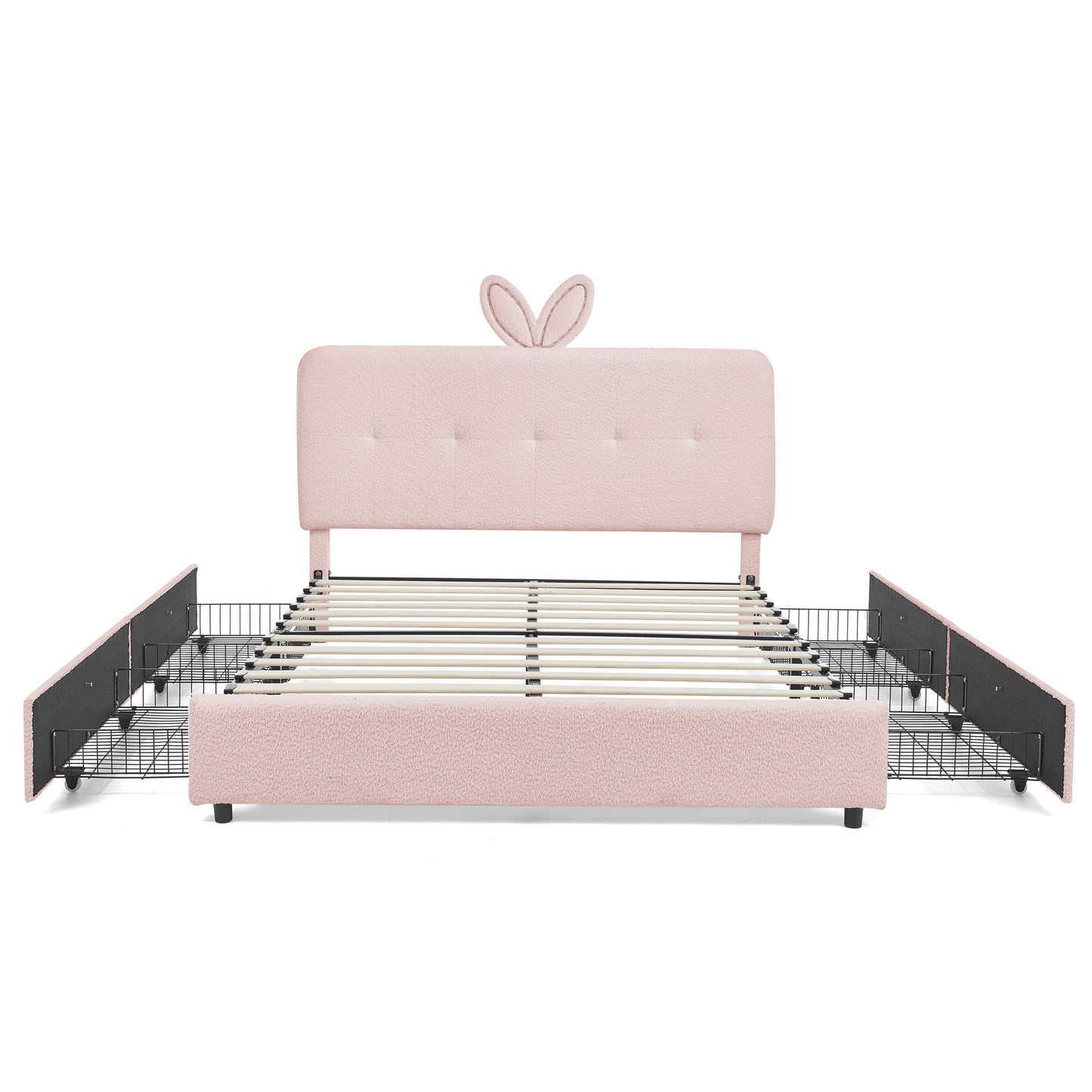 Upholstered Bed With Oversized Rabbit Ear Headboard, LED Lights & 4 Storage Drawers - The Sleep Loft - Online Mattress Showroom NYC