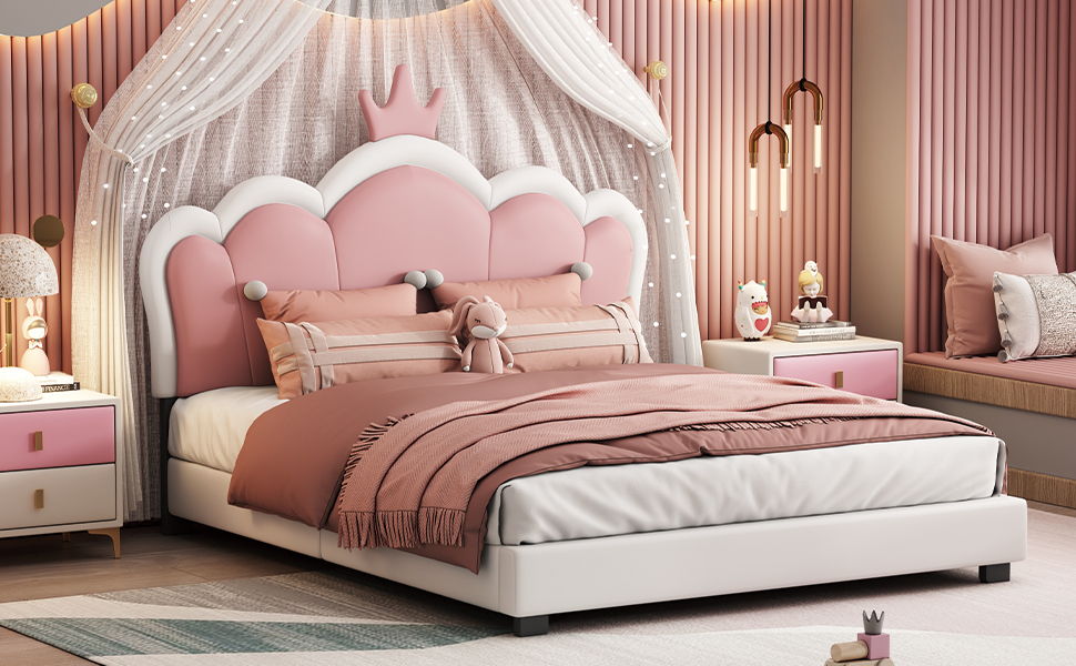 Upholstered Princess Platform Bed With Crown Headboard - The Sleep Loft - Online Mattress Showroom NYC