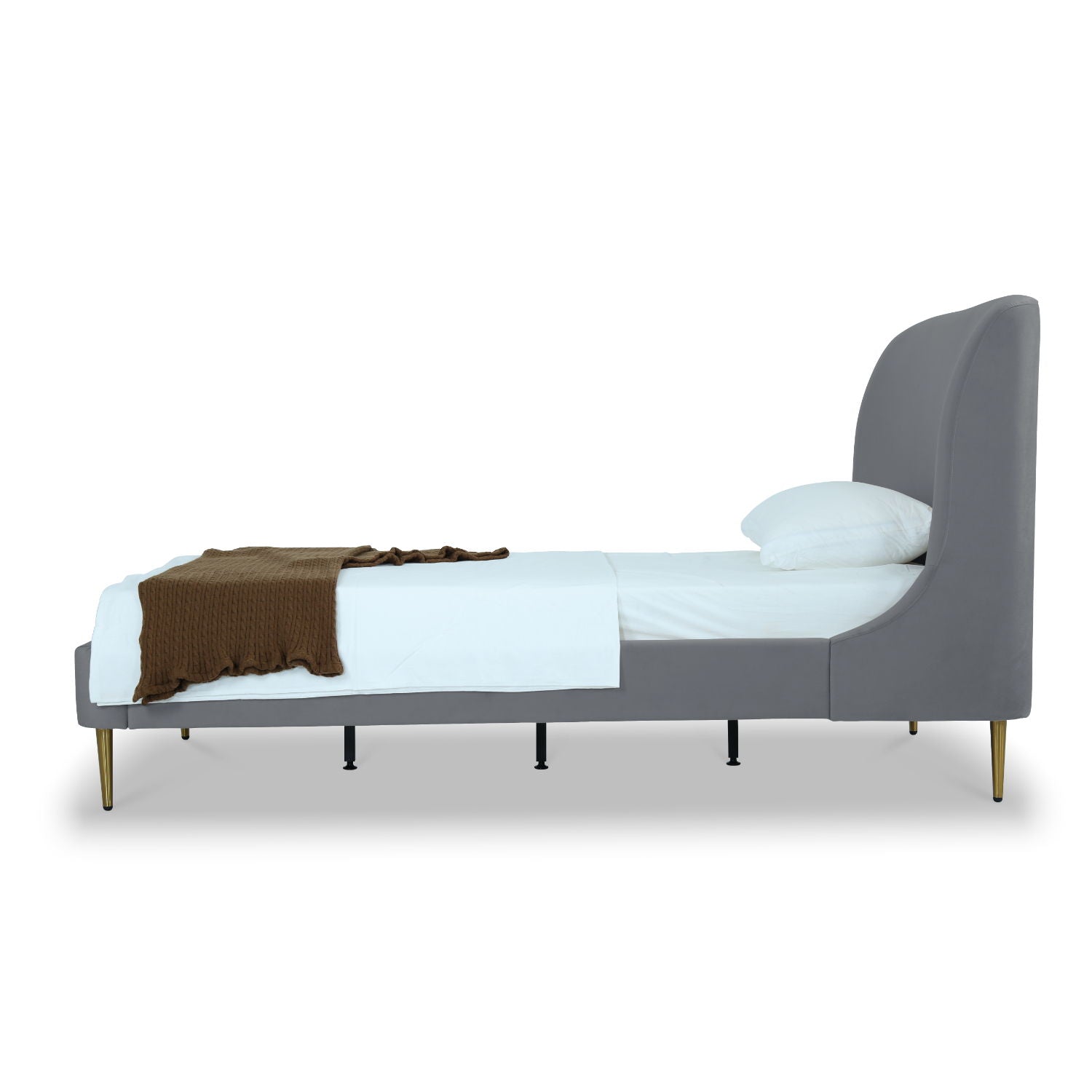 Mid-Century Modern Upholstered Bed With Curved Headboard - The Sleep Loft - Online Mattress Showroom NYC
