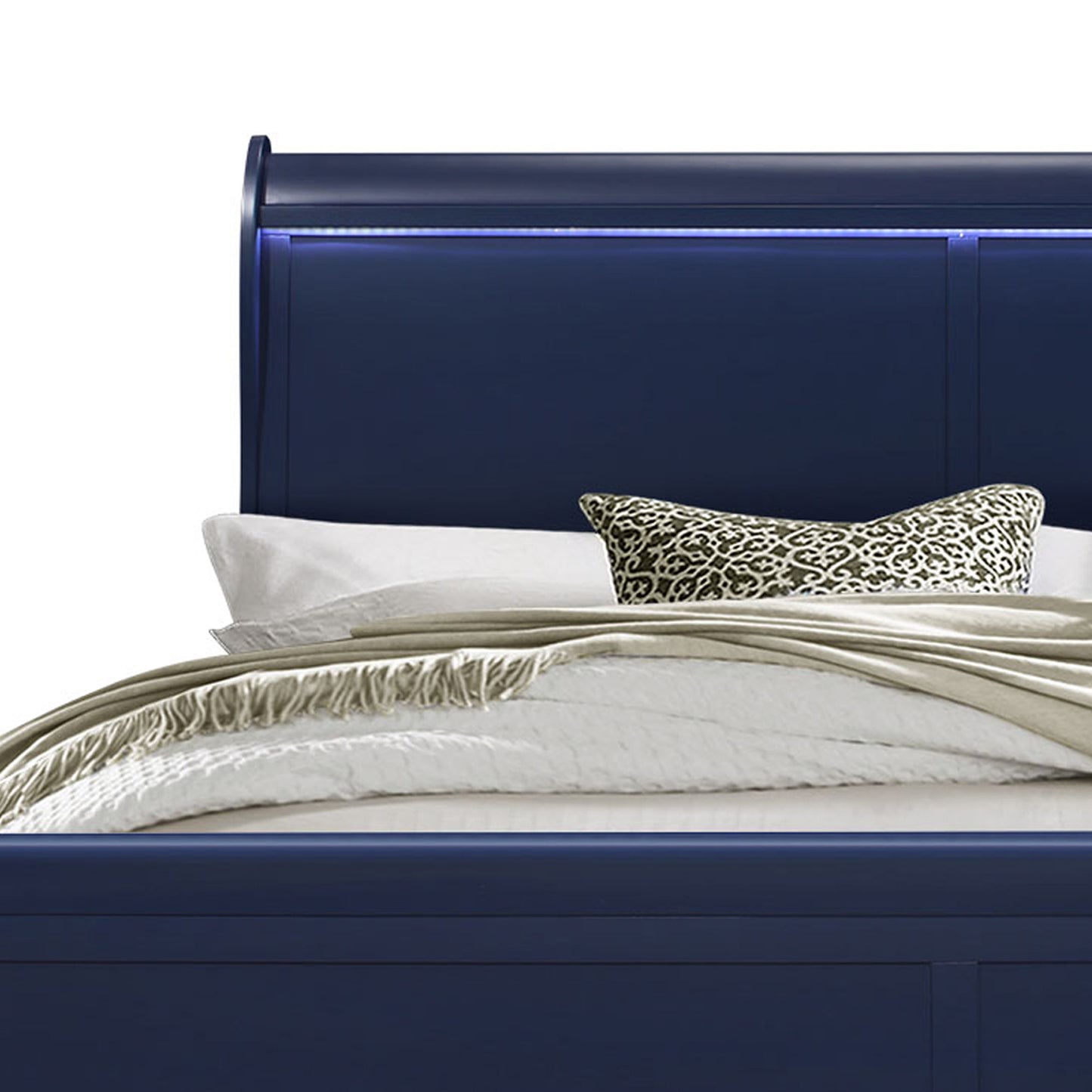 Charlston - Modern Sleigh Design Bed With LED - The Sleep Loft - Online Mattress Showroom NYC