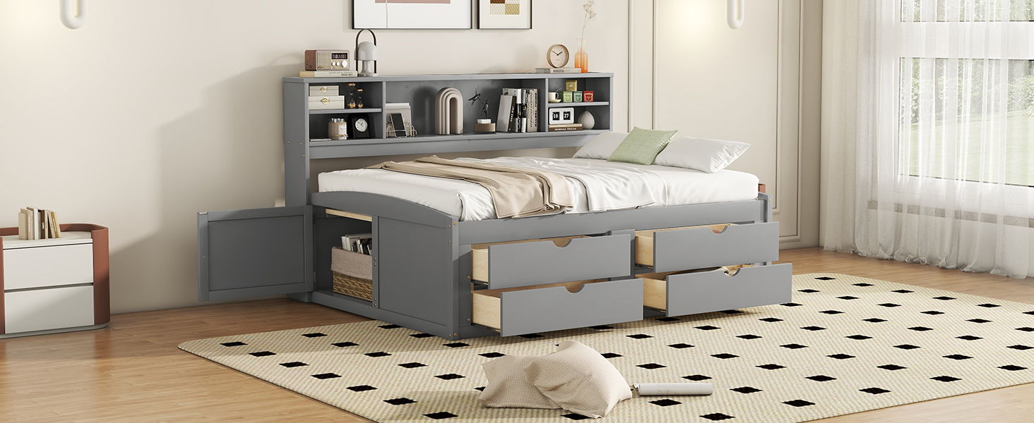 Daybed With 2 Bedside Cabinets, Upper Shelves And 4 Drawers - The Sleep Loft - Online Mattress Showroom NYC
