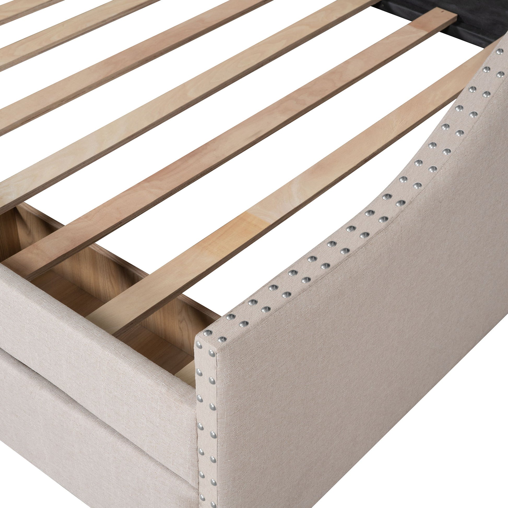 Upholstered Daybed With Two Drawers, Wood Slat Support - The Sleep Loft - Online Mattress Showroom NYC