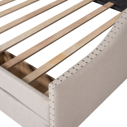 Upholstered Daybed With Two Drawers, Wood Slat Support - The Sleep Loft - Online Mattress Showroom NYC