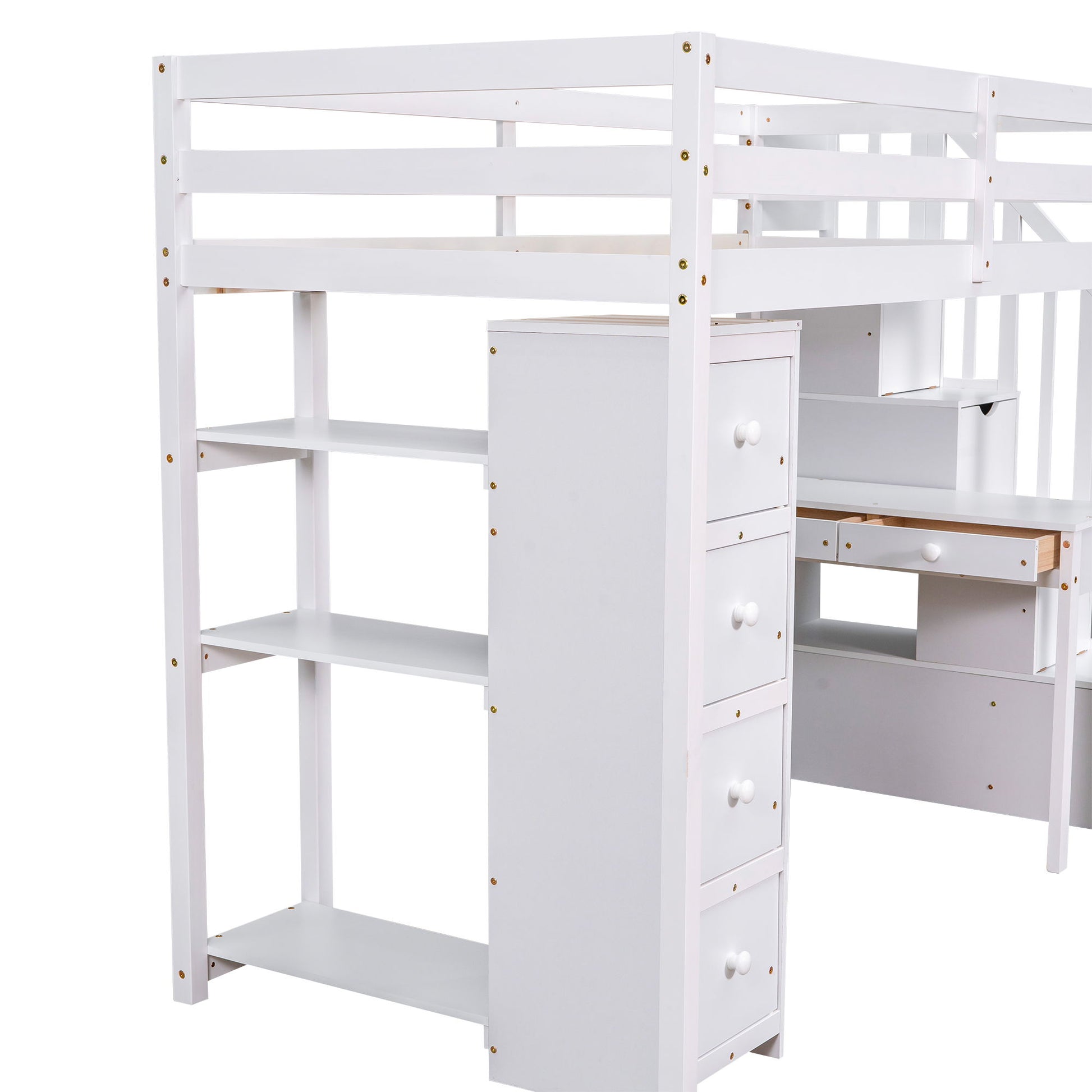 Loft Bed With Storage Drawers, Desk And Stairs With Shelves - The Sleep Loft - Online Mattress Showroom NYC
