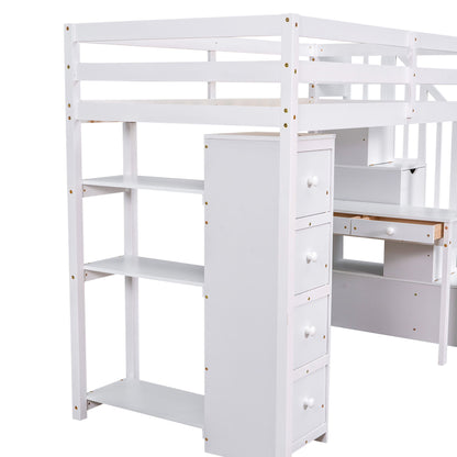 Loft Bed With Storage Drawers, Desk And Stairs With Shelves - The Sleep Loft - Online Mattress Showroom NYC