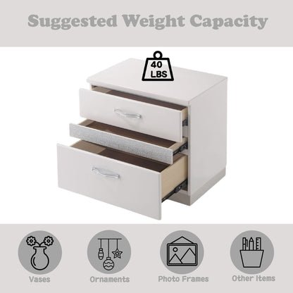 Naima II - High Gloss Nightstand - White - The Sleep Loft - Online Mattress Showroom NYC