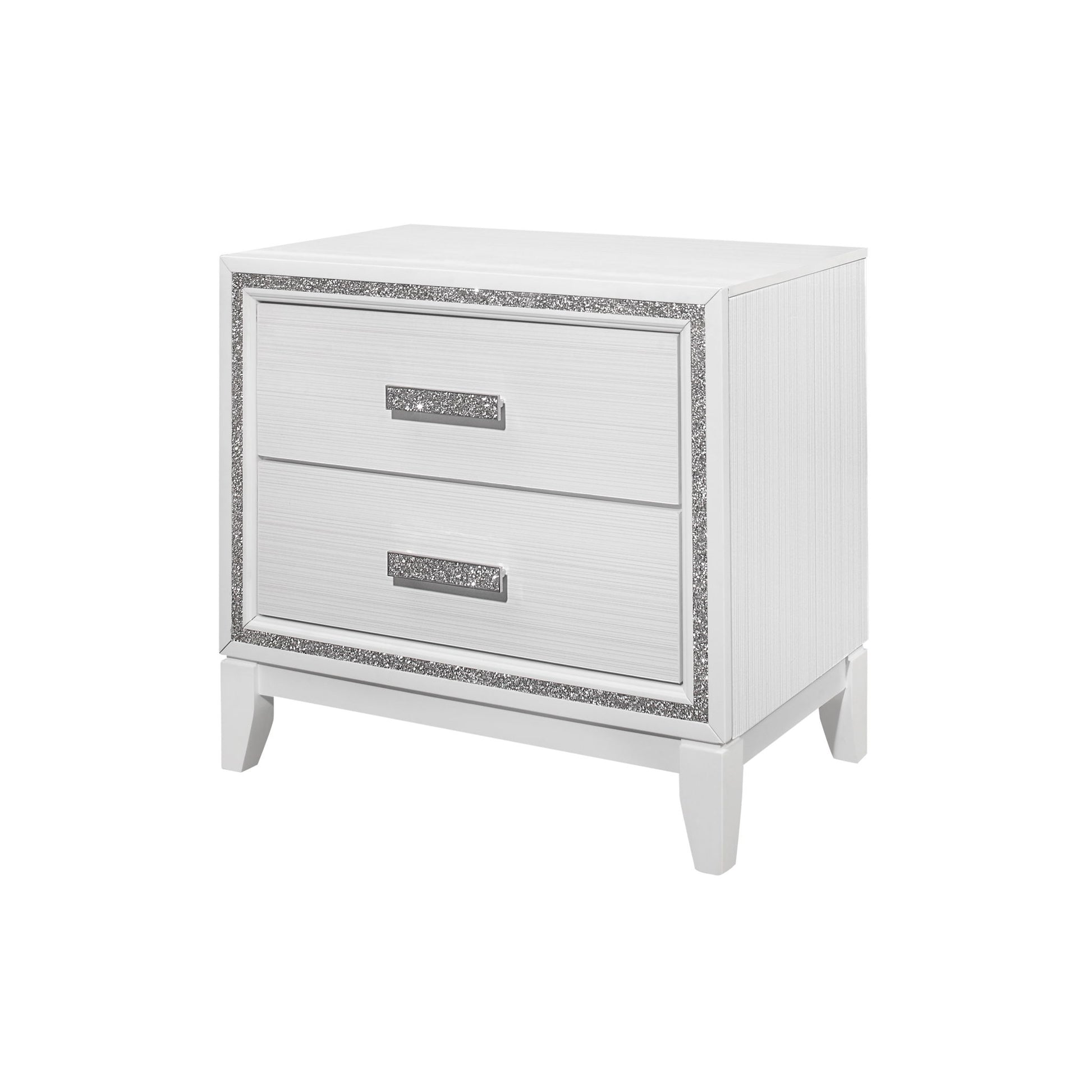 Almera - Glitter Nightstand - White - The Sleep Loft - Online Mattress Showroom NYC