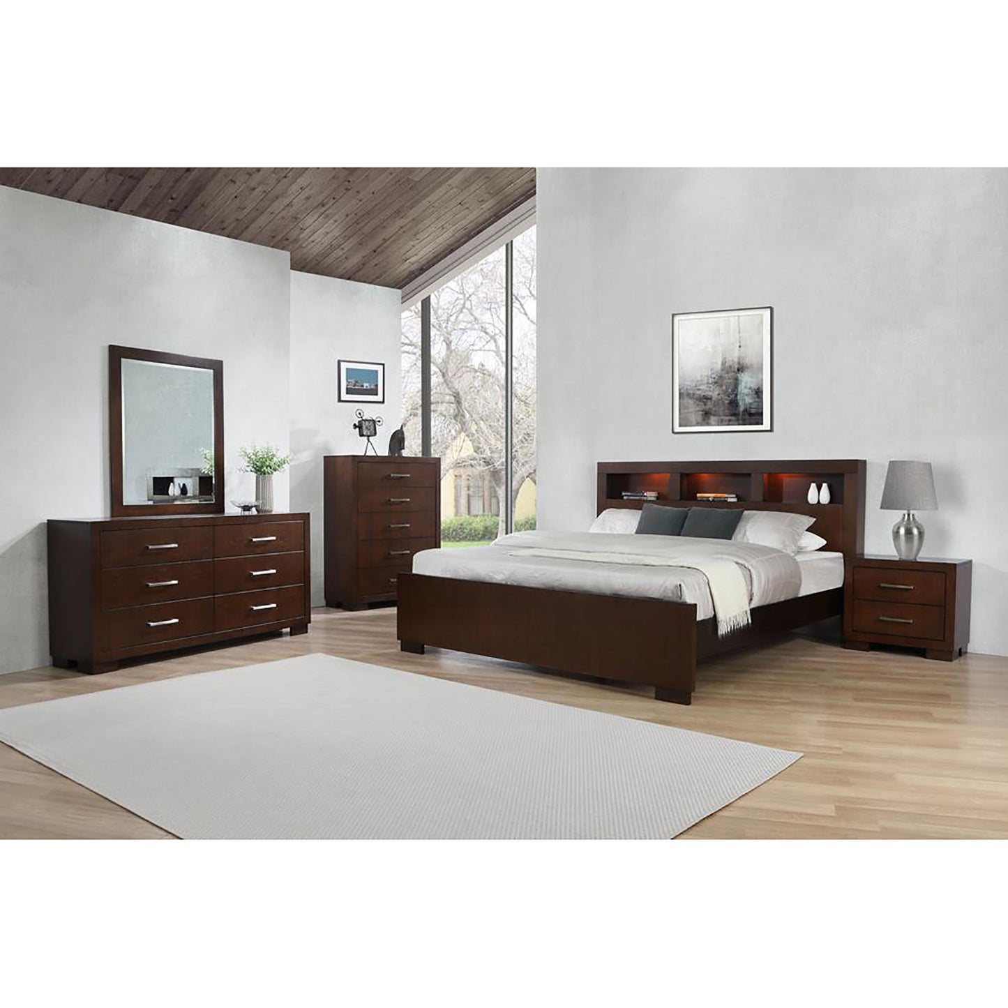 Queen Bed With Bookcase Headboard - Brown - The Sleep Loft - Online Mattress Showroom NYC