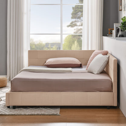 Mid-Century Storage Upholstered Tufted Bed Frame With Backrest And Armrests - The Sleep Loft - Online Mattress Showroom NYC