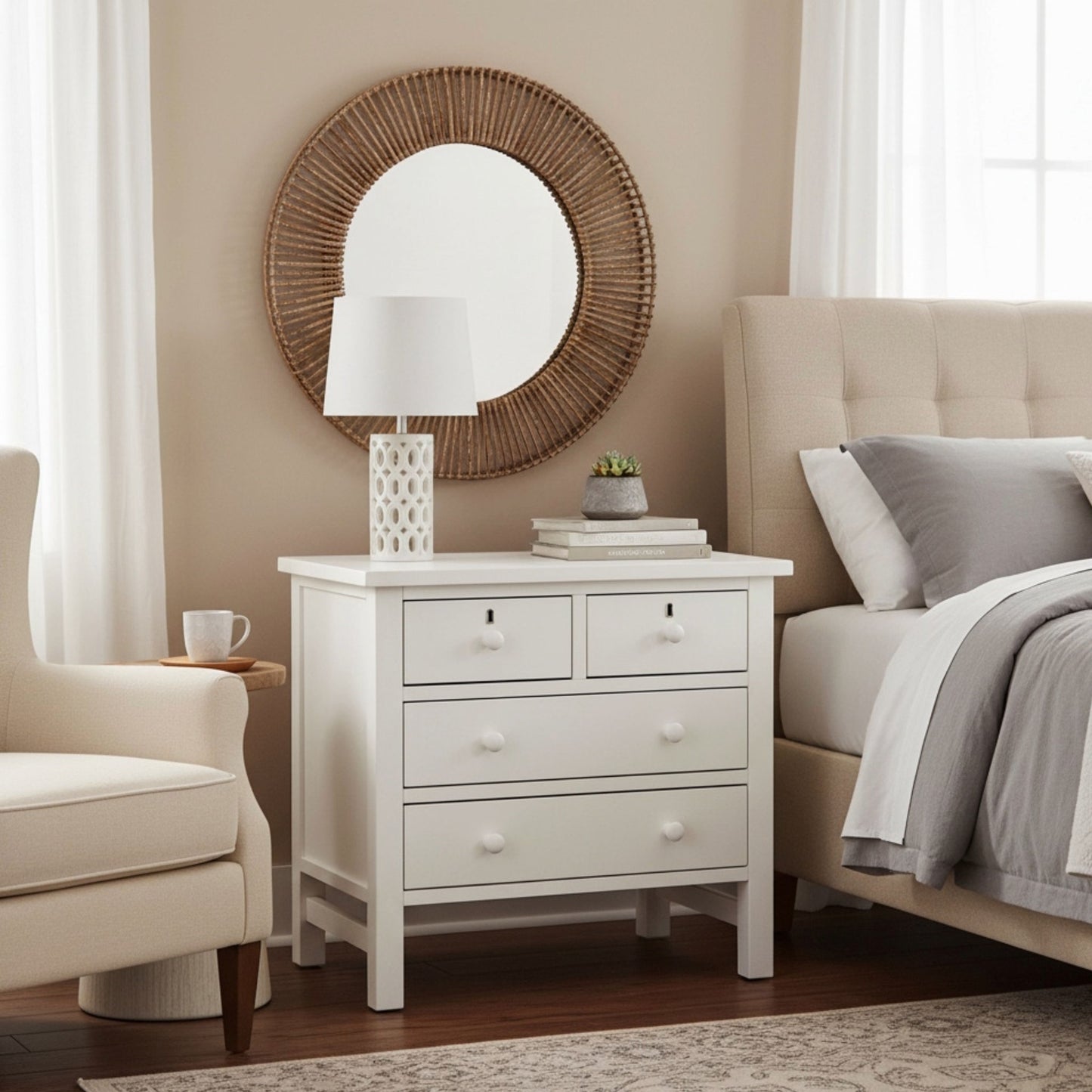 Georgina - 4 Drawer Storage Nightstand - The Sleep Loft - Online Mattress Showroom NYC