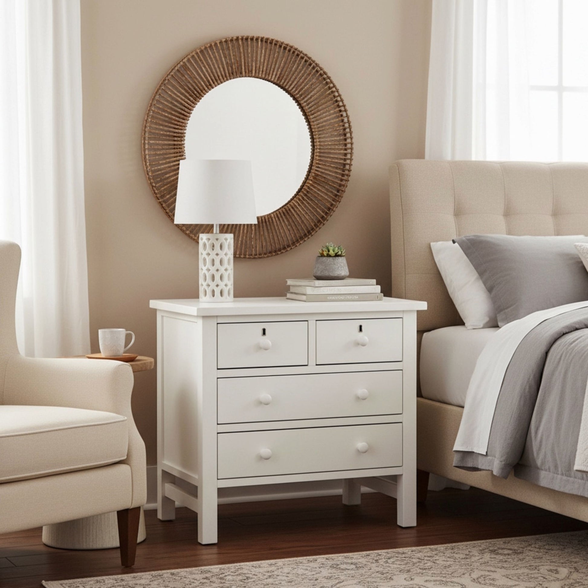 Georgina - 4 Drawer Storage Nightstand - The Sleep Loft - Online Mattress Showroom NYC