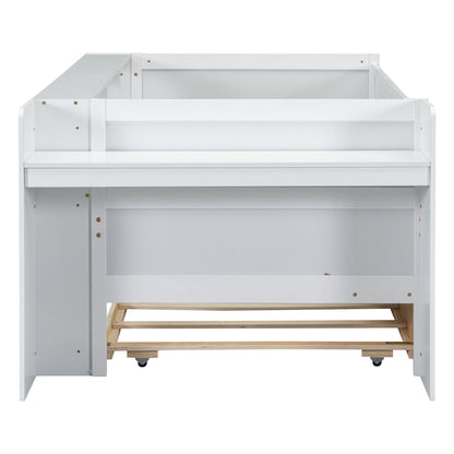 Twin Daybed With Drawers, Trundle, Headboard Storage, Study Desk, And USB Charging Station - White - The Sleep Loft - Online Mattress Showroom NYC