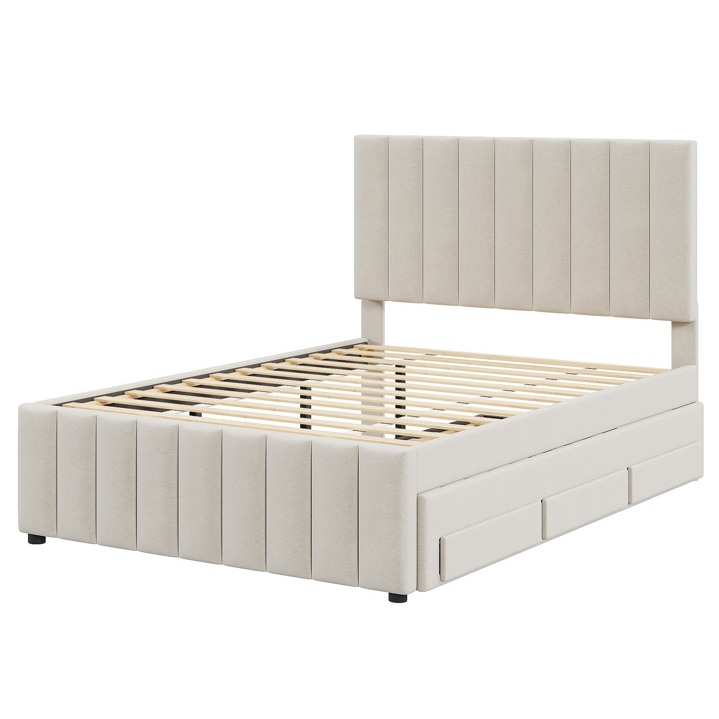 Upholstered Platform Bed With Twin Size Trundle And 3 Drawers - The Sleep Loft - Online Mattress Showroom NYC