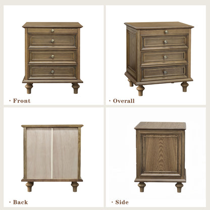 Nightstand With 4 Drawers With Hidden Pull Out Shelf - Light Brown
