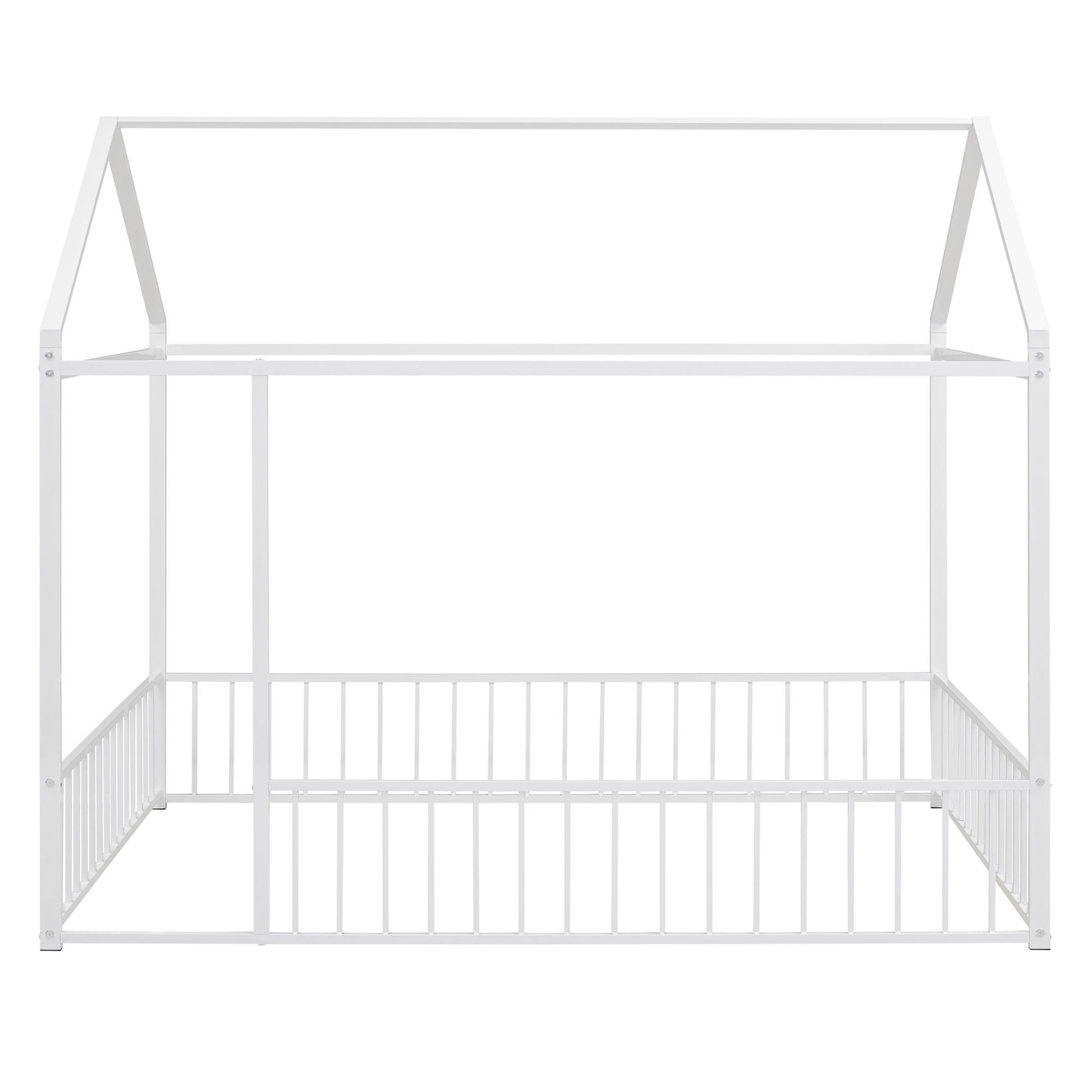 Metal Bed House Bed Frame With Fence - The Sleep Loft - Online Mattress Showroom NYC