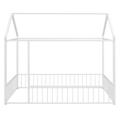 Metal Bed House Bed Frame With Fence - The Sleep Loft - Online Mattress Showroom NYC