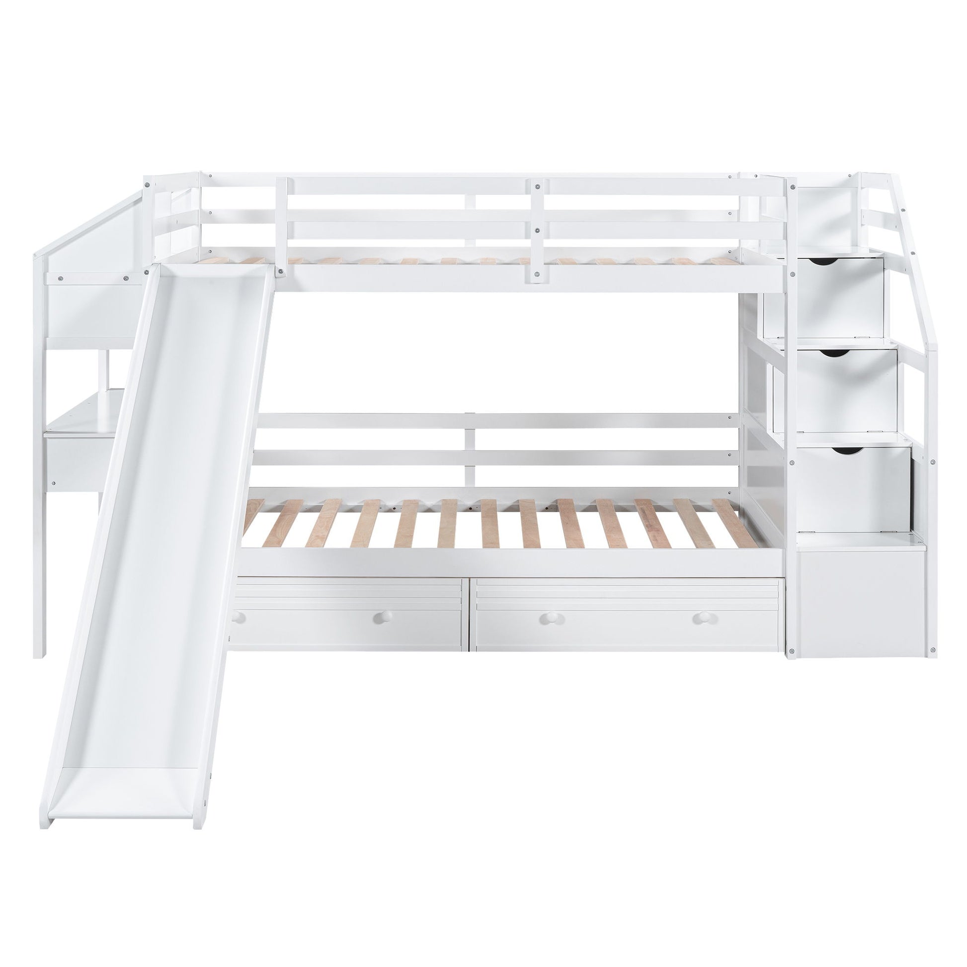 Bunk Bed With Storage Staircase, Slide, Desk, Drawers, And Shelves - The Sleep Loft - Online Mattress Showroom NYC