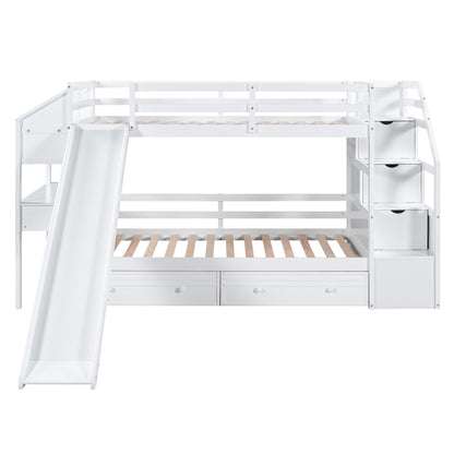 Bunk Bed With Storage Staircase, Slide, Desk, Drawers, And Shelves - The Sleep Loft - Online Mattress Showroom NYC