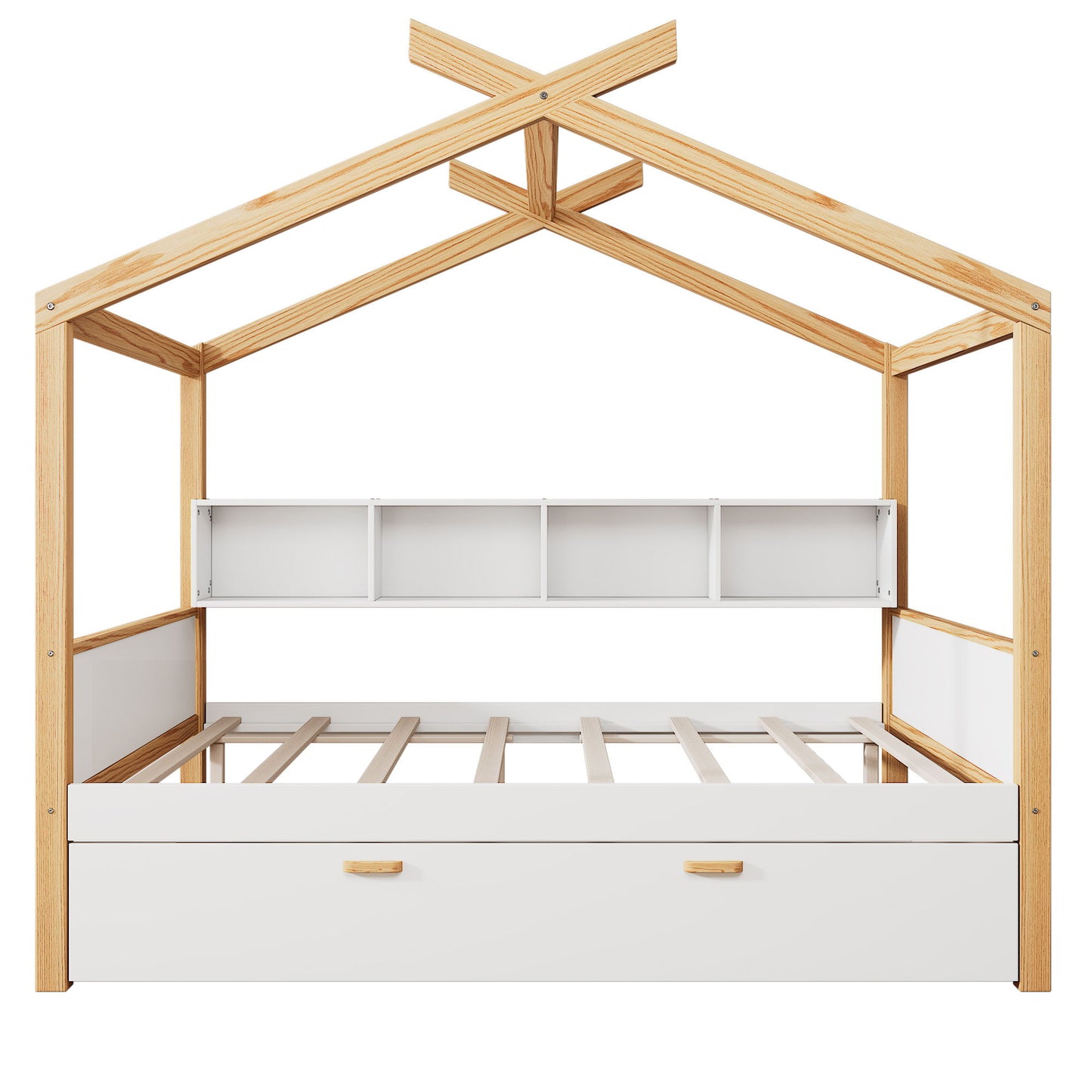House Bed With Bookshelf Storage