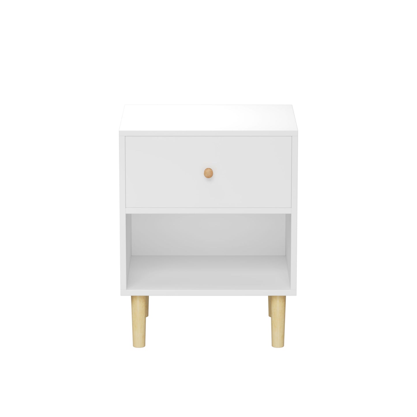 Nightstand With 1 Drawer And 1 Shelf - White - The Sleep Loft - Online Mattress Showroom NYC
