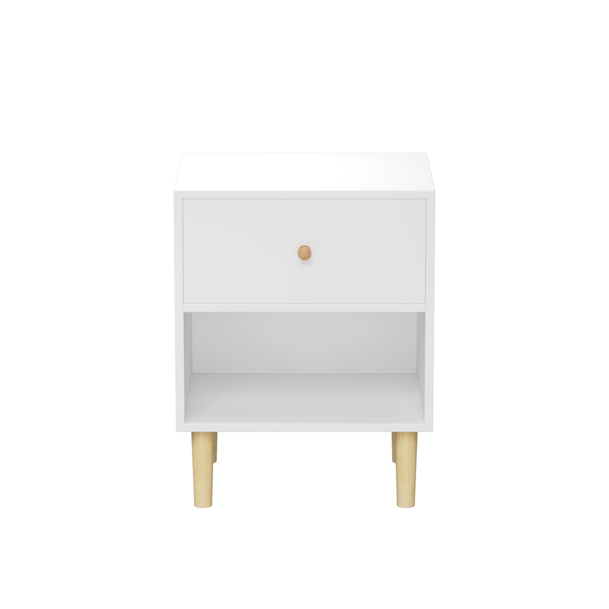 Nightstand With 1 Drawer And 1 Shelf - White - The Sleep Loft - Online Mattress Showroom NYC