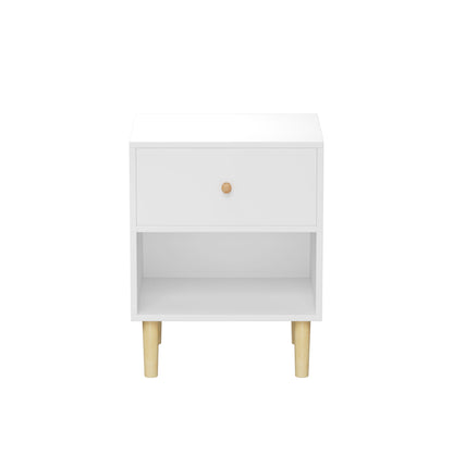 Nightstand With 1 Drawer And 1 Shelf - White - The Sleep Loft - Online Mattress Showroom NYC