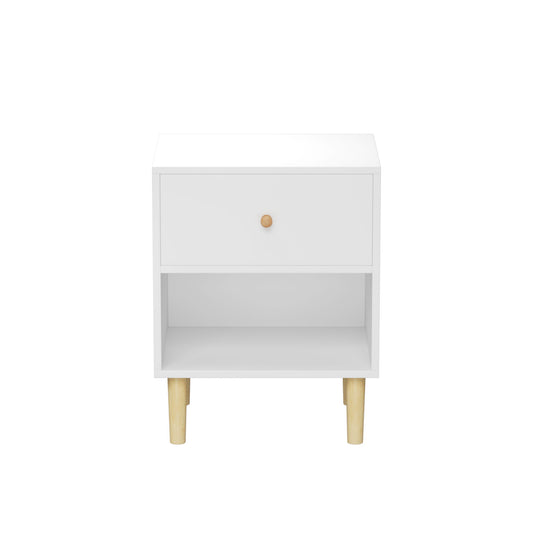 Nightstand With 1 Drawer And 1 Shelf - White - The Sleep Loft - Online Mattress Showroom NYC