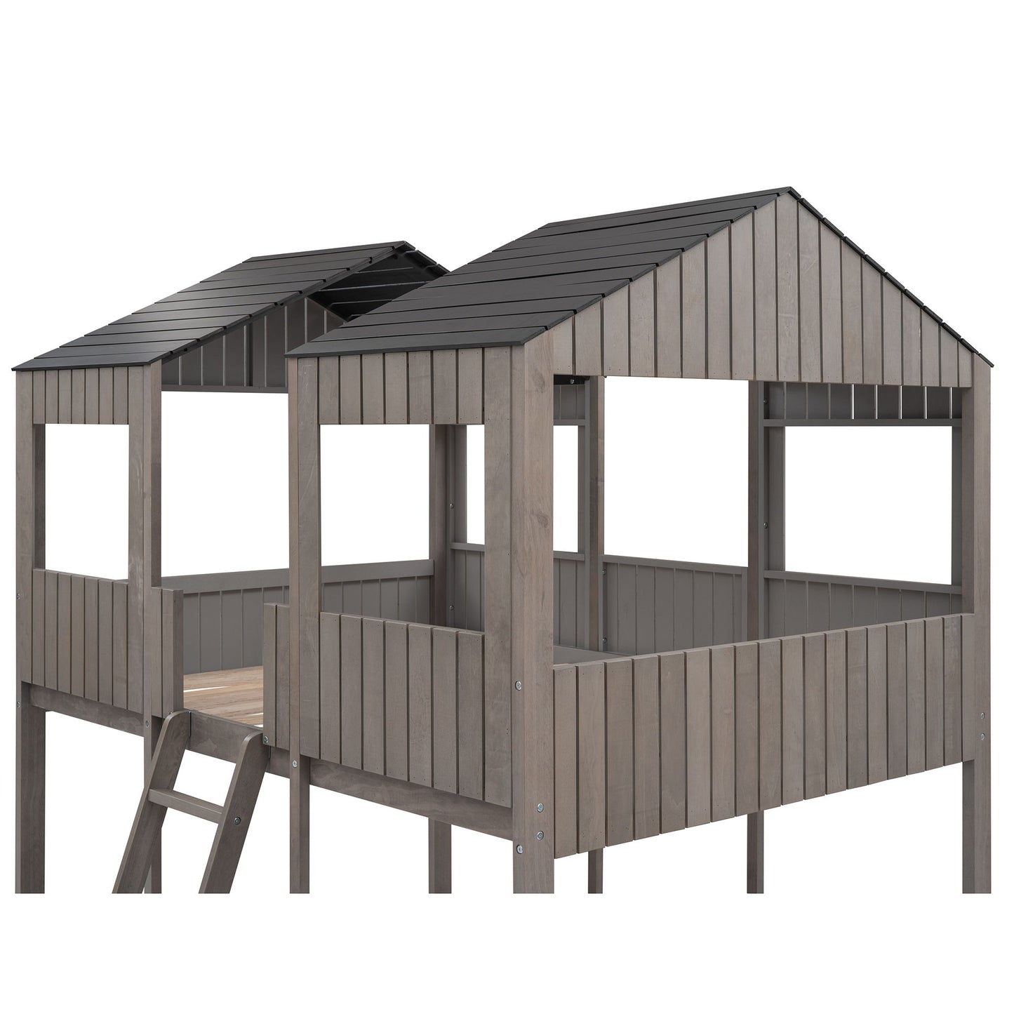 Bunk Bed With Roof, Window, Guardrail, Ladder - The Sleep Loft - Online Mattress Showroom NYC